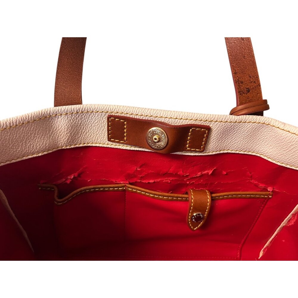 Dooney & Bourke White and Brown Leather Tote - Picture 9 of 16